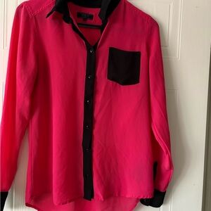 Guess Pink and Black Button Down Shirt